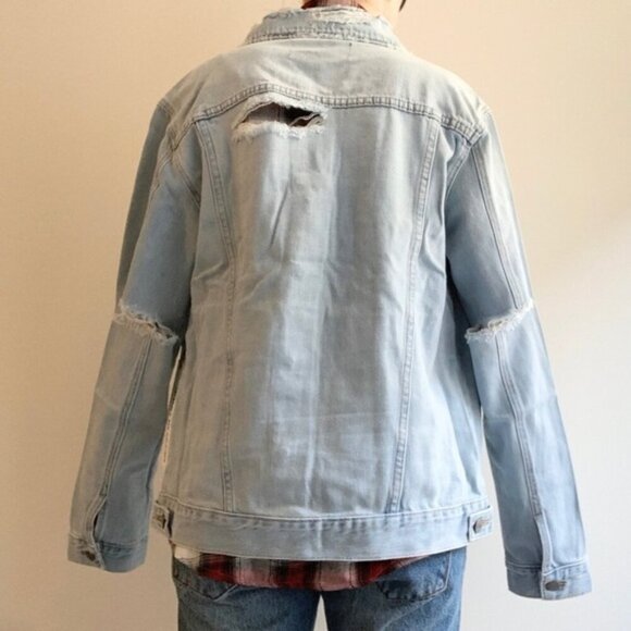 Free people Neon Blonde Jean Jacket Oversized Denim Distressed Light Wash XS - Picture 16 of 16